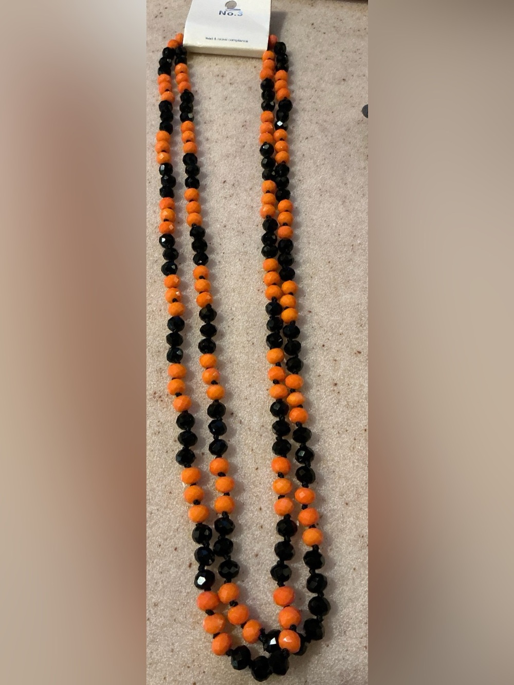 Orange and Black Beaded Layered Necklace